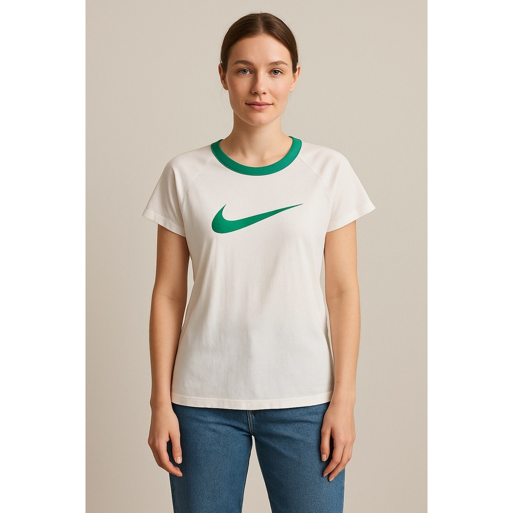 Nike Ringer T Shirt White Green Swoosh Logo‎ Tee Top Large L NWT 2008 Y2K